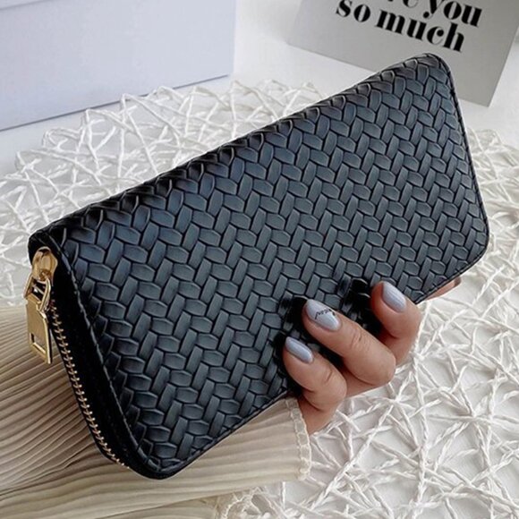 Trendy Vegan Leather Woven Pattern Zipper Wallet by Zenana - Picture 3 of 14